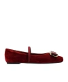 Ferragamo Zina Vara Plate Velvet Ballet Flats In Brown