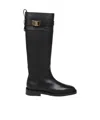 Ferragamo Tall Square-toe Boots Gold Hardware In Black