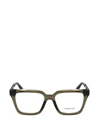 Ferragamo Square-frame Glasses In Green