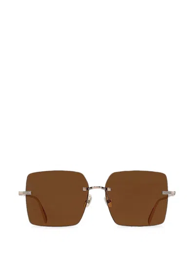 Ferragamo Square-frame Rimless Sunglasses In Brown