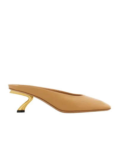 Ferragamo Square-toe Mules In Brown