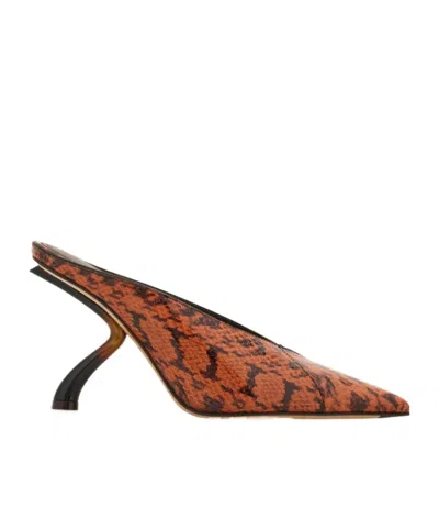 Ferragamo S-shaped Heel Mule In Brown