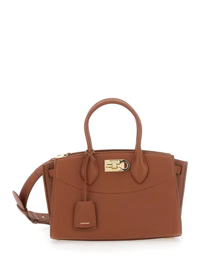 Ferragamo St Soft S Nw Top Handle 28,0x12,5x18,5 In Brown