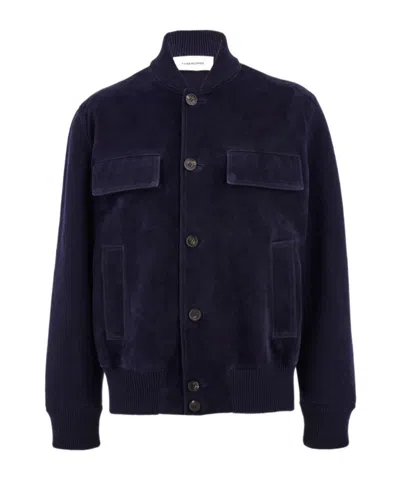 Ferragamo Stand-up Collar Casual Jacket In Blue