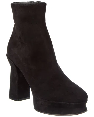 Ferragamo Standard Suede Platform Bootie In Black
