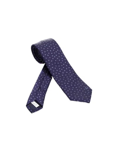 Ferragamo Star-embroidered Silk Tie In Black