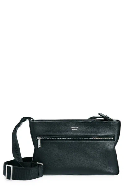 Ferragamo Star Leather Shoulder Bag In Nero