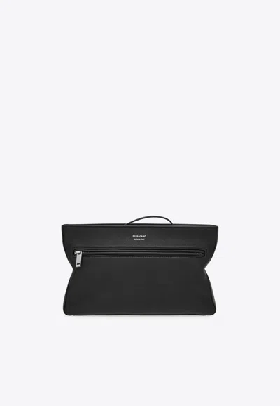 Ferragamo Star-shaped Leather Messenger Bag In Black
