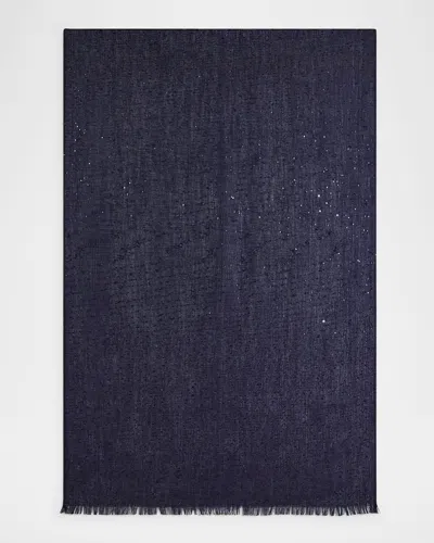 Ferragamo Star Silk Scarf In Blue