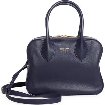 Ferragamo Large Logo-stamp Leather Tote Bag In Midnight