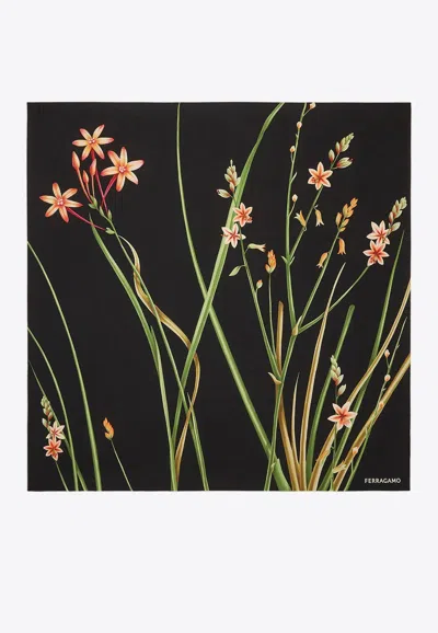 Ferragamo Stem Print Silk Scarf In Multicolor