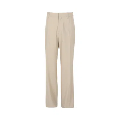 Pre-owned Ferragamo Stitched Wide Leg Trousers 'tan' | Men's Size 52 In Brown