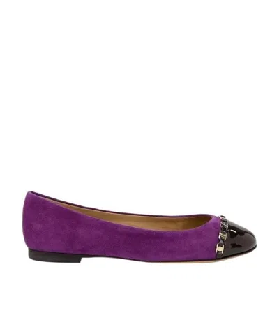Ferragamo Stitching Ballet Shoes In Purple