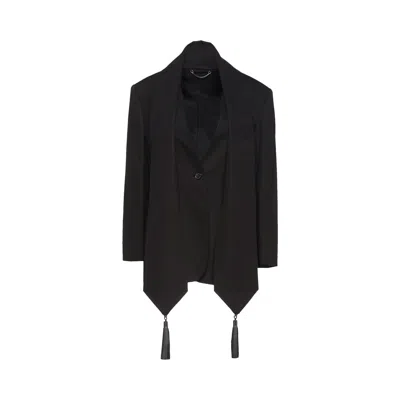 Pre-owned Ferragamo Stole Detail Blazer 'black' | Women's Size 44