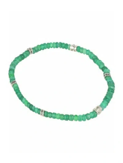 Pre-owned Ferragamo Stone & Brass Bangle Bracelet In Green