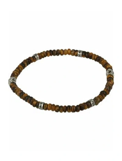 Pre-owned Ferragamo Stone & Brass Bead Bracelet In Brown