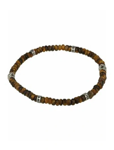Pre-owned Ferragamo Stone & Brass Bead Bracelet In Brown