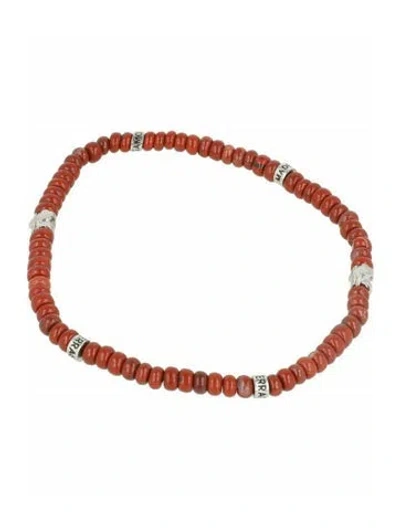 Pre-owned Ferragamo Stone & Brass Bead Bracelet In Red
