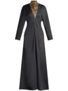 Ferragamo Stone-appliqué Long-sleeved Gown In 黑色