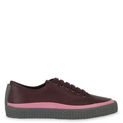 Ferragamo Storm Leather Low-top Sneakers In Burgundy