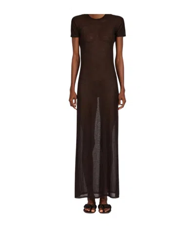 Ferragamo Straight Cut Silk And Cashmere Dress In Multi