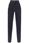 Ferragamo High Rise Denim Straight Jeans In Blue