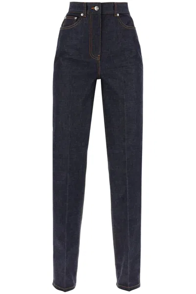 FERRAGAMO STRAIGHT JEANS WITH CONTRASTING STITCHING DETAILS.