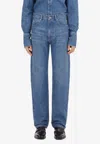 Ferragamo Straight Leg Medium Wash Jeans In Blue