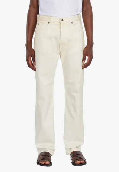 Ferragamo Straight-leg Jeans In Ecru