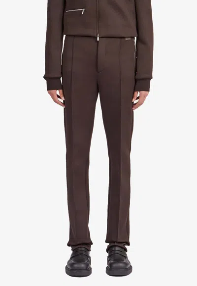 Ferragamo Straight-leg Jeresy Pants In Brown
