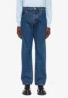 Ferragamo Straight Leg Medium Wash Jeans In Blue