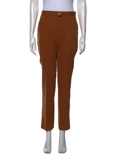 Pre-owned Ferragamo Straight Leg Pants In Brown