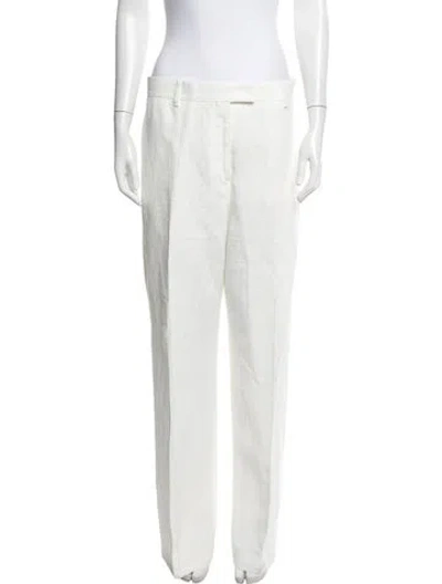 Pre-owned Ferragamo Straight Leg Pants In White