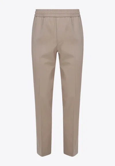 Ferragamo Straight-leg Pants With Pressed-crease In Beige