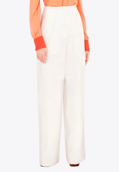 Ferragamo Straight-leg Silk And Linen Pants