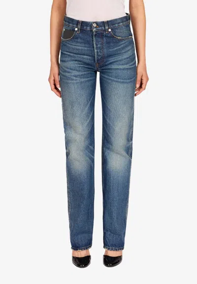 Ferragamo Straight-leg Faded Jeans In Blue