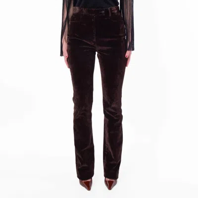 Ferragamo Straight-leg Flock Velvet Trouser In Black