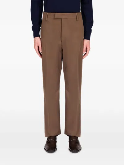 Ferragamo Straight-leg Tailored Trousers In Brown