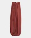 Ferragamo Burgundy Voluminous Bustier Maxi Dress In Brick