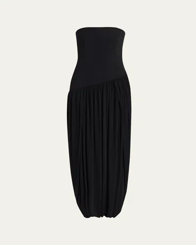 Ferragamo Strapless Drop-waist Bubble Evening Gown In Black