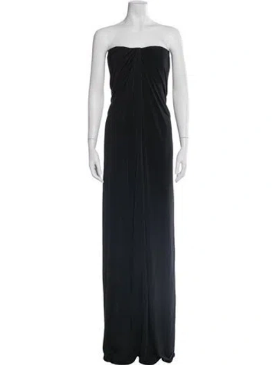 Pre-owned Ferragamo Strapless Long Dress In Black