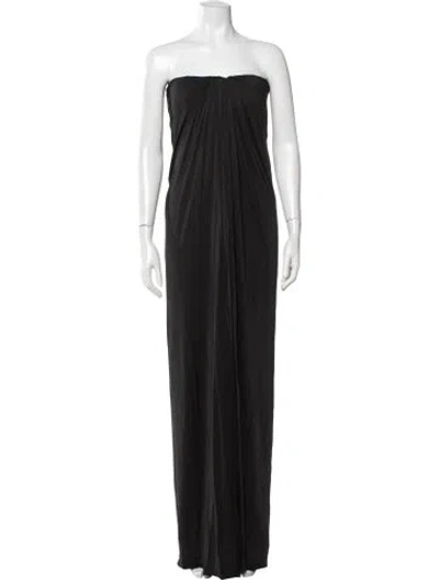Pre-owned Ferragamo Strapless Long Dress In Black