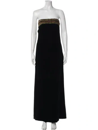 Pre-owned Ferragamo Strapless Long Dress W/ Tags In Black