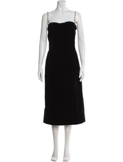 Pre-owned Ferragamo Strapless Midi Length Dress In Black