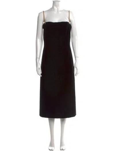 Pre-owned Ferragamo Strapless Midi Length Dress In Black