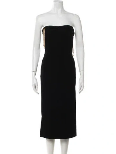 Pre-owned Ferragamo Strapless Midi Length Dress In Black