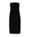 Ferragamo Fringed Strapless Midi Dress In Black