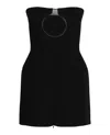 Ferragamo Pure Wool Mini Dress With Tulle Insert In Black