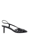 Ferragamo Glossy Strappy Pumps With Patent Accents In Black