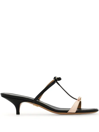 Ferragamo Strappy Kitten-heel Sandals In Black Ballet